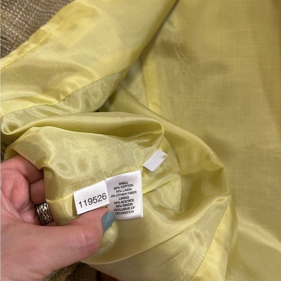 Ann Taylor Womens 10 Tweed Blazer Multi Color Cotton Linen Lined Fringe Buttons - Picture 10 of 12